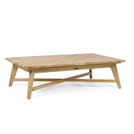 Nízký obdélníkový venkovní konferenční stolek z teakového dřeva, Homemotion - Stuart Viadurini