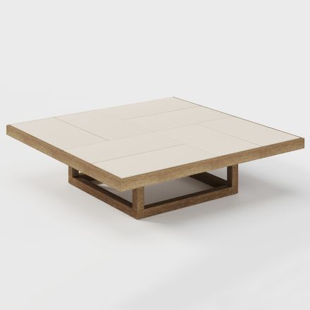 Nízký zahradní konferenční stolek s kameninovou deskou Made in Italy - Bresson Viadurini