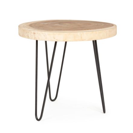 Nízký stolek do obývacího pokoje z hliníku a deska z přírodního dřeva - Crotone Viadurini