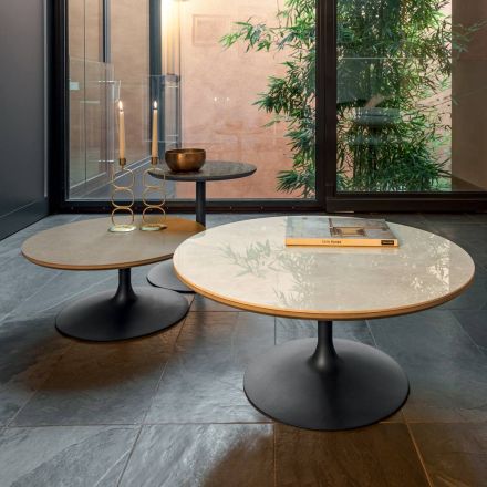 Nízký konferenční stolek z kovu a keramiky různých velikostí – Amereo Viadurini