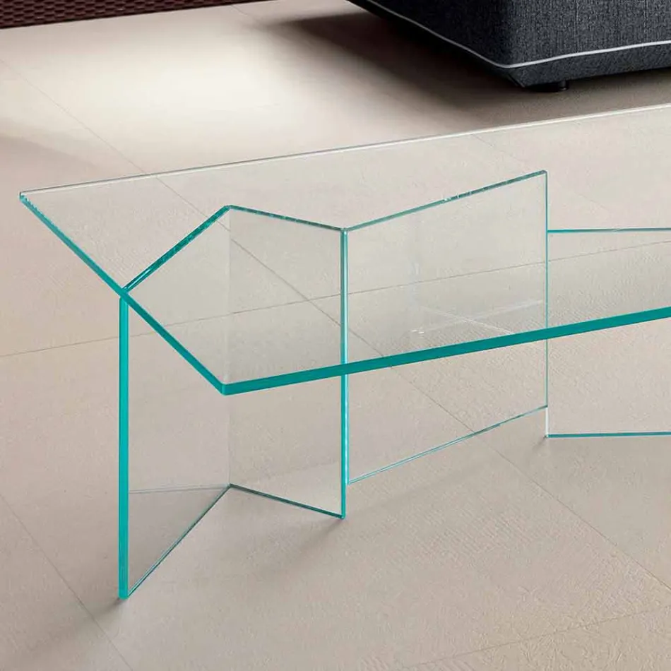 Nízký konferenční stolek z extra čirého skla 2 velikosti vyrobené v Itálii - náhodné Viadurini