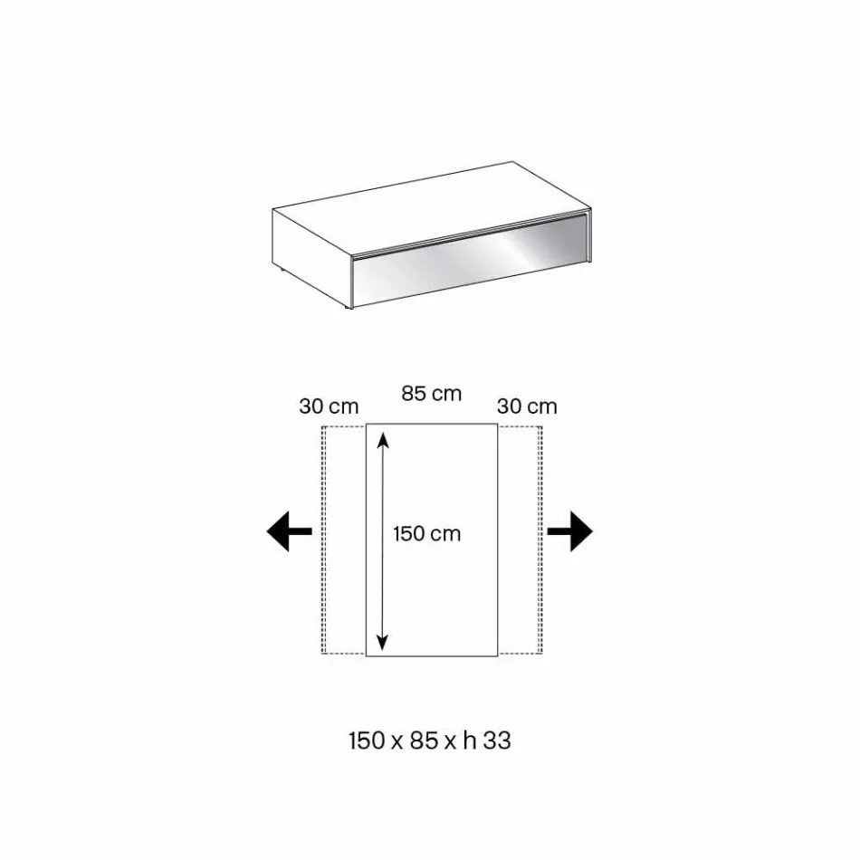 Nízký stůl do obývacího pokoje v kouřovém skle a dřevěných zásuvkách 3 velikosti - Mantra Viadurini
