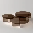 Konferenční stolek Laris Bronze ze skla s rafinovaným designem vyrobený v Itálii Viadurini