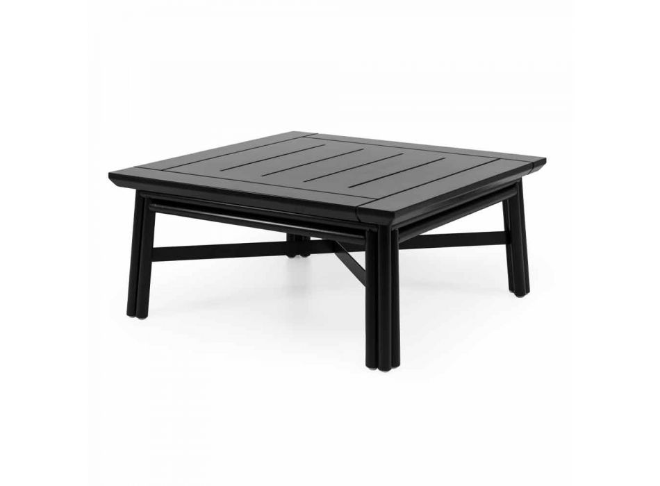Nízký čtvercový konferenční stolek pro venkovní obývací pokoj z přírodního nebo černého dřeva - Suzana Viadurini