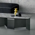 Nízký konferenční stolek Obývací pokoj Keramická deska a kouřové skleněné nohy 3 velikosti - náhodné Viadurini