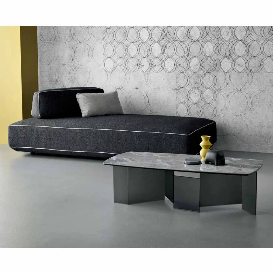 Nízký konferenční stolek Obývací pokoj Keramická deska a kouřové skleněné nohy 3 velikosti - náhodné Viadurini