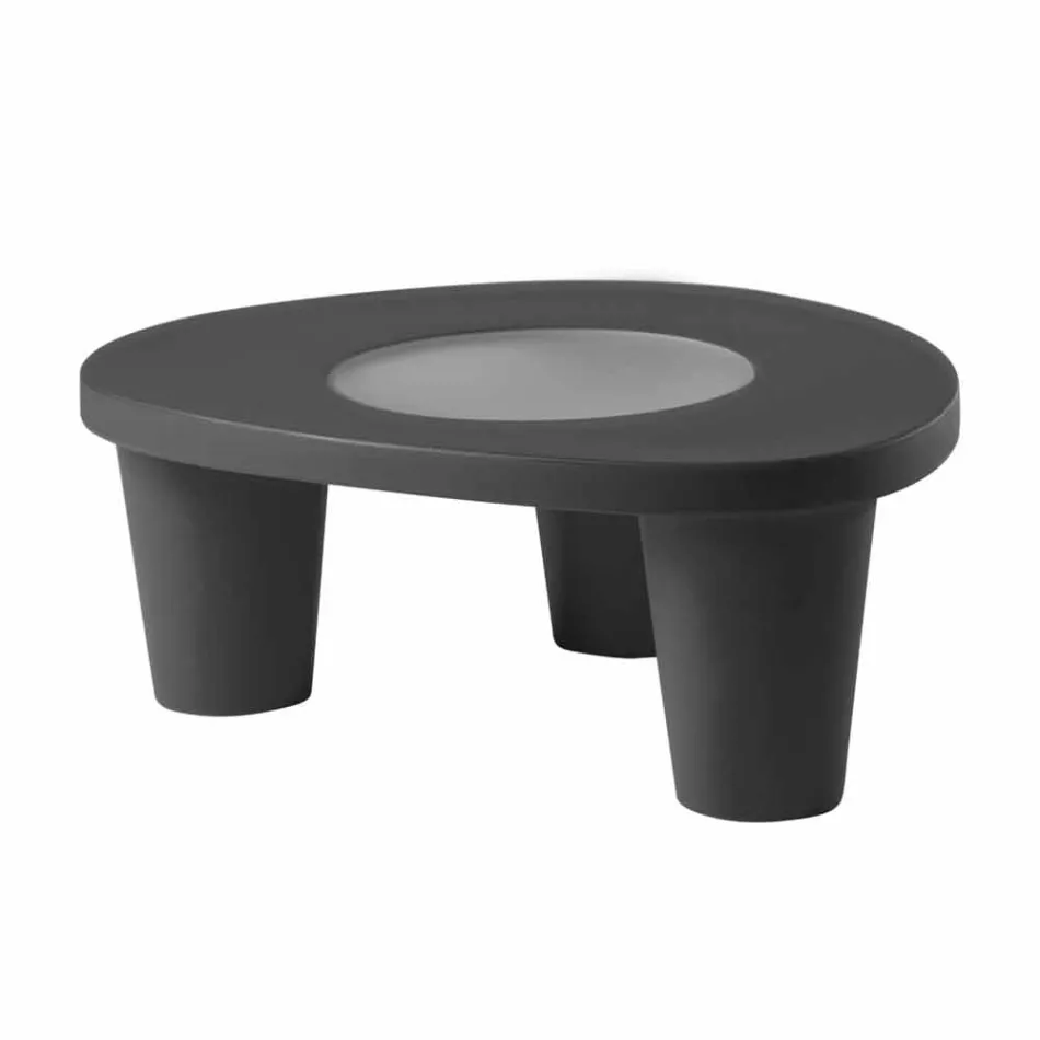 Nízká Nízká tabulka Slide Low Lita Stůl z polyethylenu a skla vyrobený v Itálii Viadurini