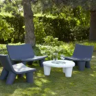 Nízká Nízká tabulka Slide Low Lita Stůl z polyethylenu a skla vyrobený v Itálii Viadurini