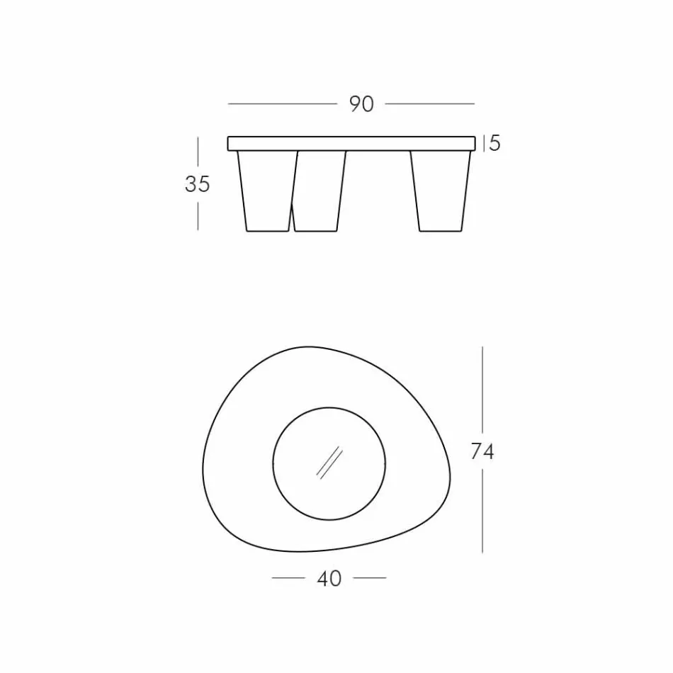 Nízká Nízká tabulka Slide Low Lita Stůl z polyethylenu a skla vyrobený v Itálii Viadurini