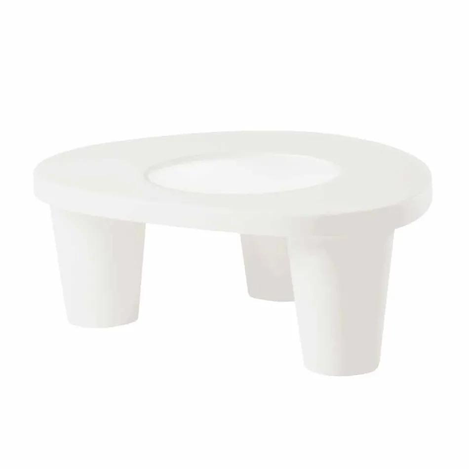 Nízká Nízká tabulka Slide Low Lita Stůl z polyethylenu a skla vyrobený v Itálii Viadurini