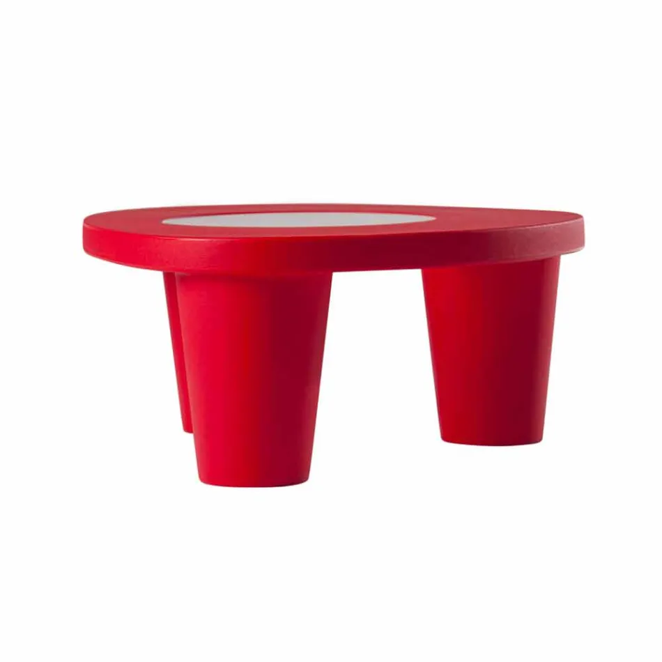 Nízká Nízká tabulka Slide Low Lita Stůl z polyethylenu a skla vyrobený v Itálii Viadurini