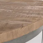 Nízký kulatý konferenční stolek do obývacího pokoje z mangového dřeva a oceli - Moncheri Viadurini