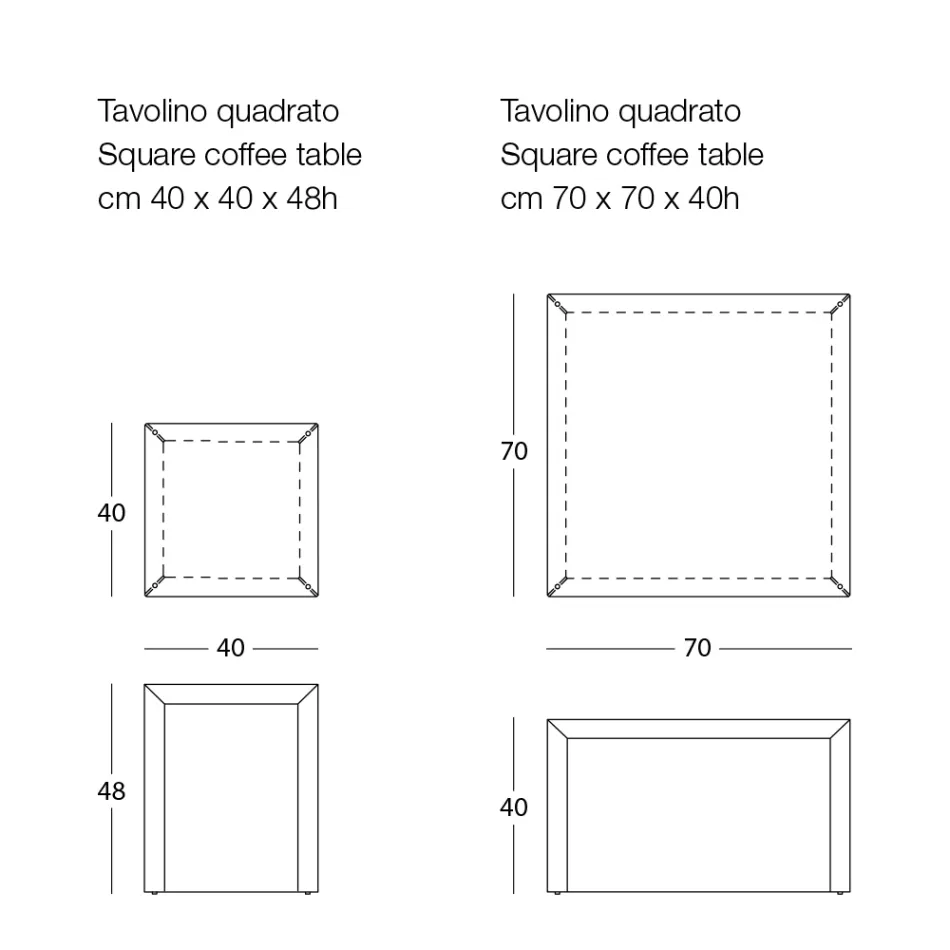 Kovový konferenční stolek čtvercového designu ve 2 velikostech - Josyane Viadurini