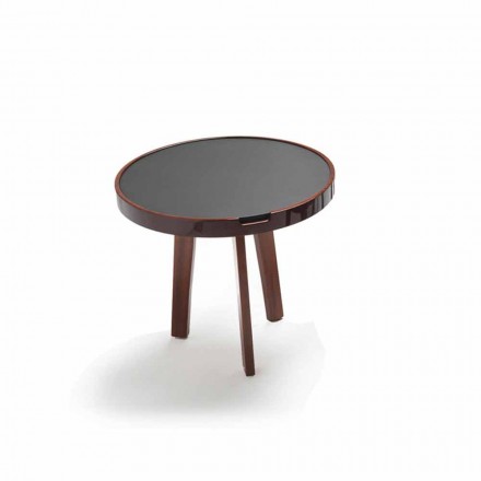 Koktejl stůl s černou koženou špičkový design, průměr 60cm, Selmo Viadurini