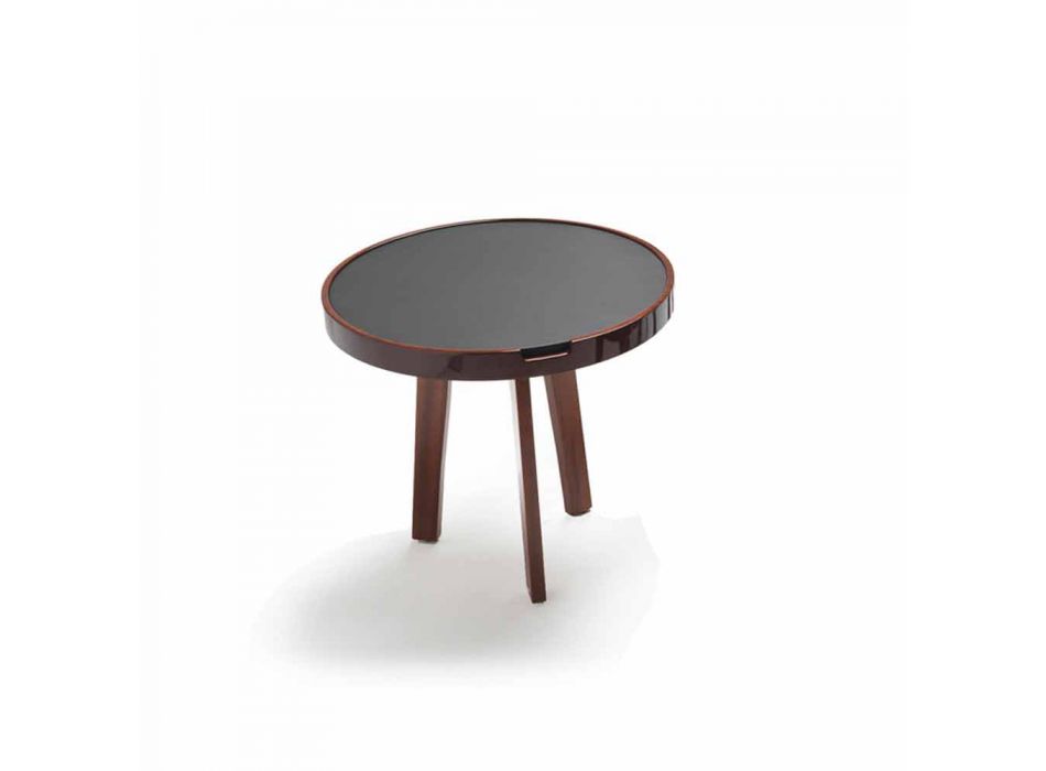 Koktejl stůl s černou koženou špičkový design, průměr 60cm, Selmo Viadurini