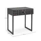 Noční stolek z oceli a mangového dřeva v etnickém designu - Mireo Viadurini