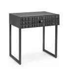 Noční stolek z oceli a mangového dřeva v etnickém designu - Mireo Viadurini