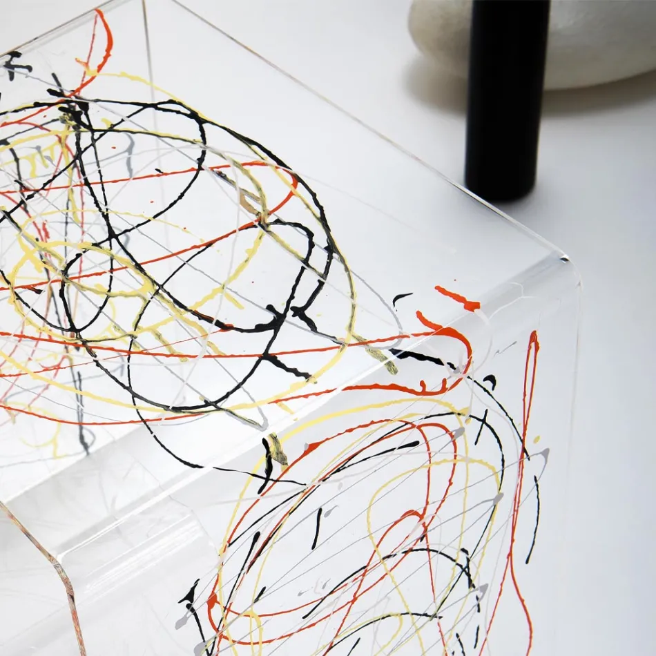 Noční stolek z průhledného a barevného plexiskla 2 velikostí - Pelere Viadurini