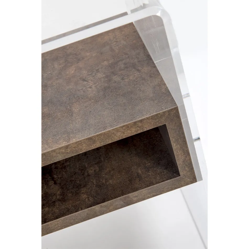 Recyklovatelný noční stolek z průhledného plexiskla a dřeva - Pascoli Viadurini