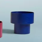 Kulatý noční stolek moderního designu v bordeaux nebo modrém dřevě - Vinnie Viadurini