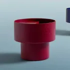 Kulatý noční stolek moderního designu v bordeaux nebo modrém dřevě - Vinnie Viadurini