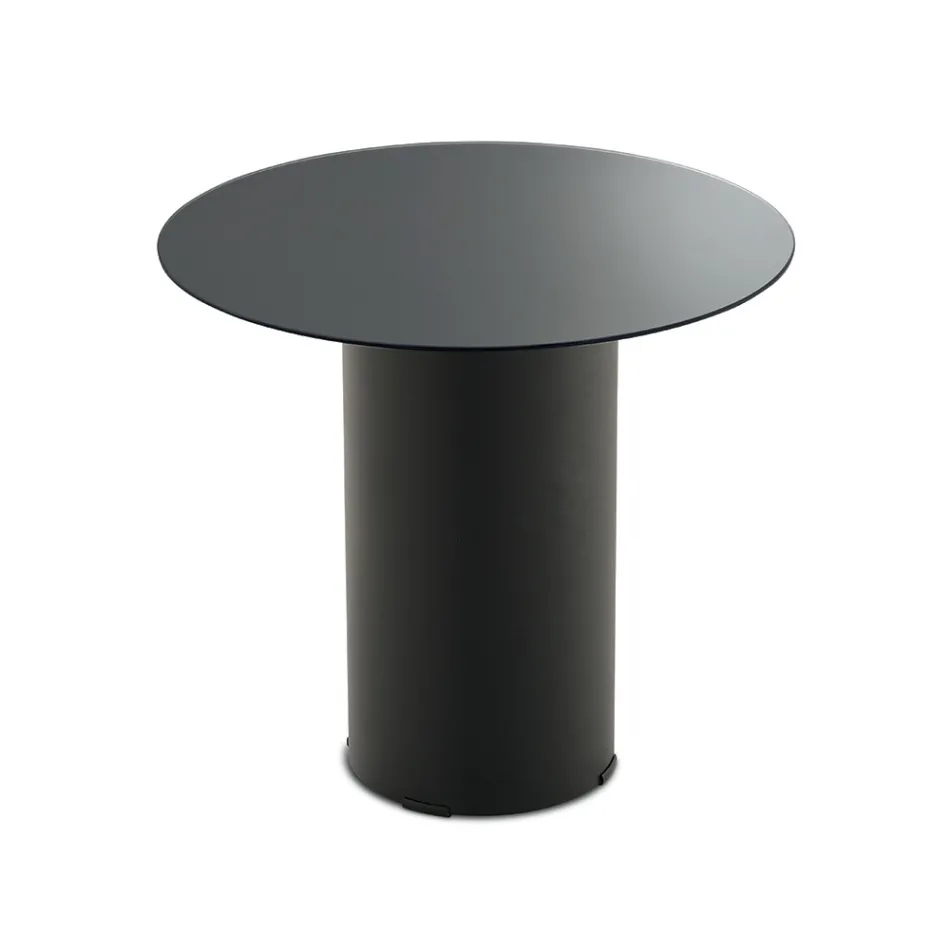 Konferenční stolek s kovovou podnoží a zrcadlem nebo skleněnou deskou o průměru 45 cm - Flaminia Viadurini