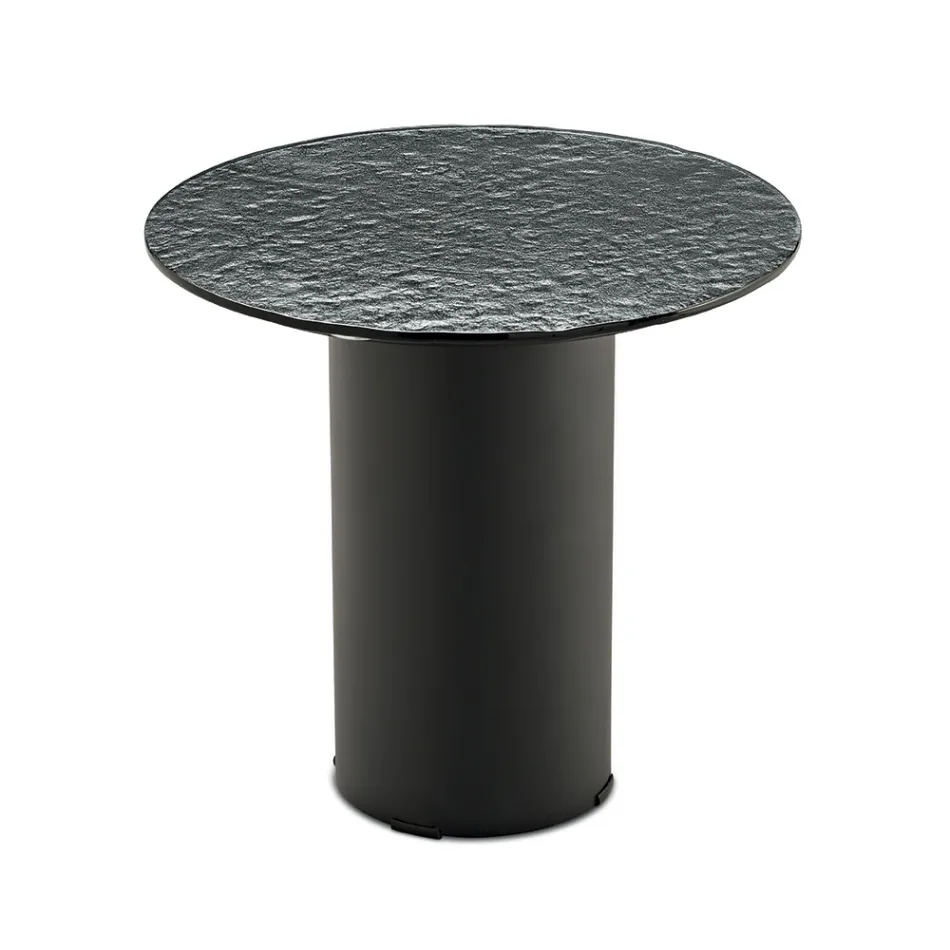 Konferenční stolek s kovovou podnoží a zrcadlem nebo skleněnou deskou o průměru 45 cm - Flaminia Viadurini