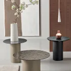 Konferenční stolek s kovovou podnoží a zrcadlem nebo skleněnou deskou o průměru 45 cm - Flaminia Viadurini