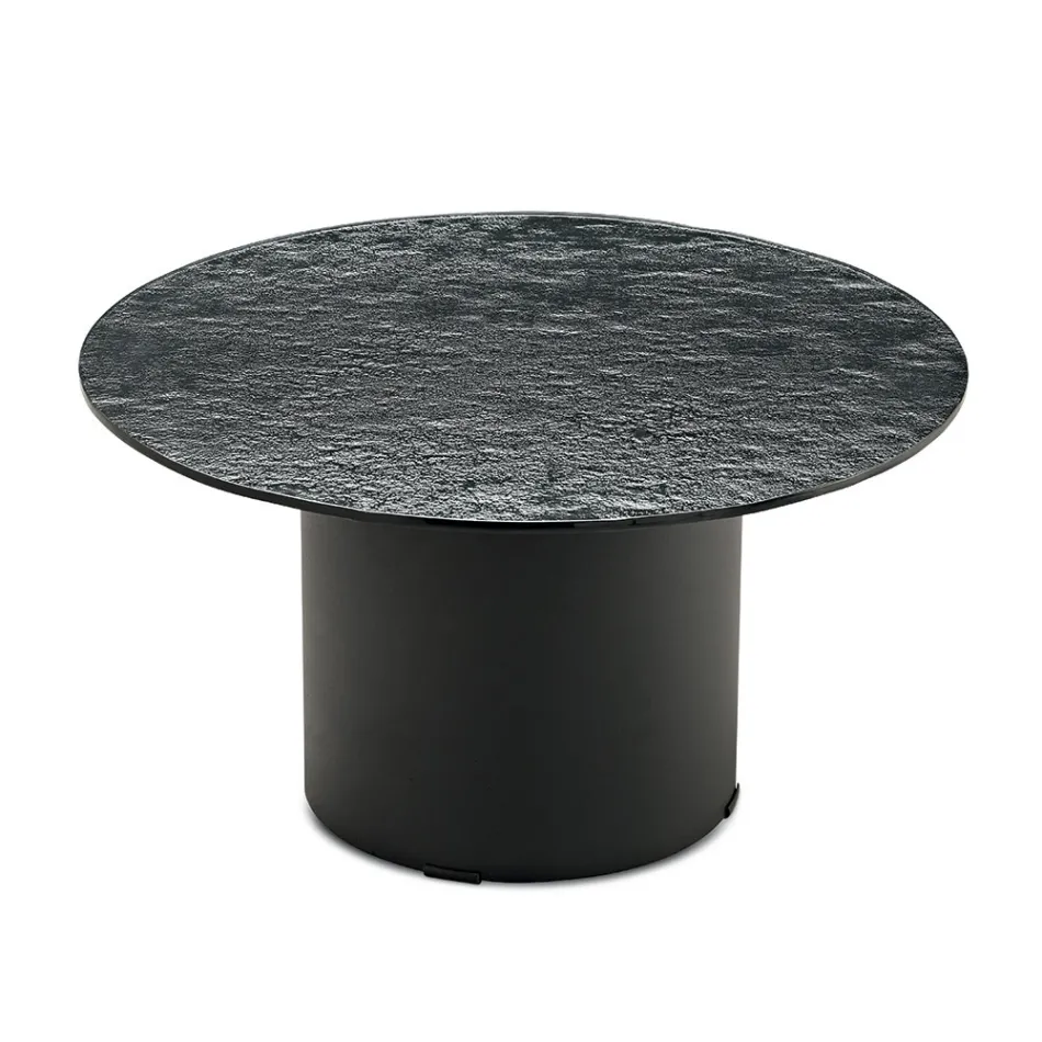 Konferenční stolek s kovovou podnoží a zrcadlem nebo skleněnou deskou o průměru Ø60 cm - Flaminia Viadurini