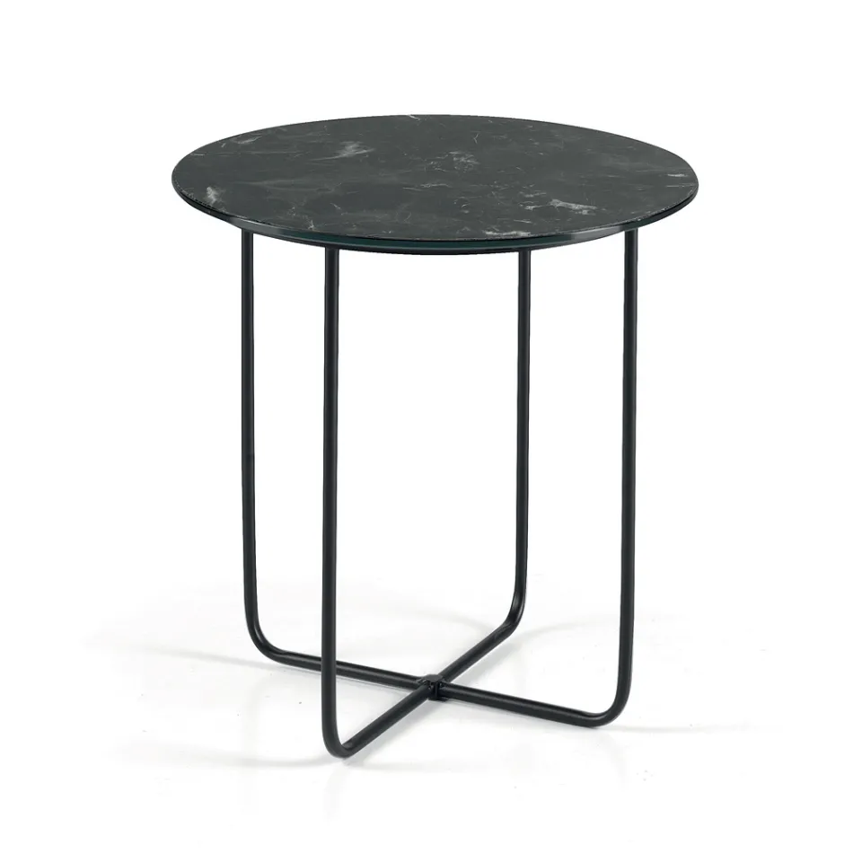 Konferenční stolek se zrcadlem a keramickou deskou s mramorovým efektem, vyrobeno v Itálii - Giusta Viadurini