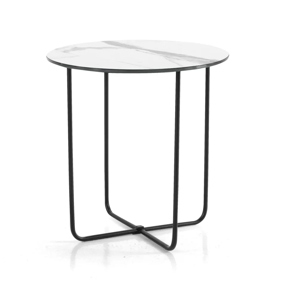 Konferenční stolek se zrcadlem a keramickou deskou s mramorovým efektem, vyrobeno v Itálii - Giusta Viadurini