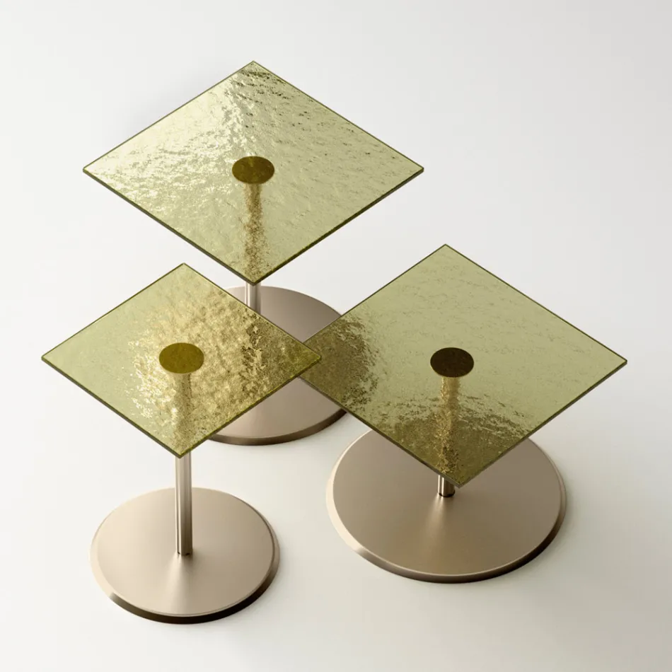 Konferenční stolek se čtvercovou skleněnou nebo kovovou deskou Made in Italy - Anakin Viadurini