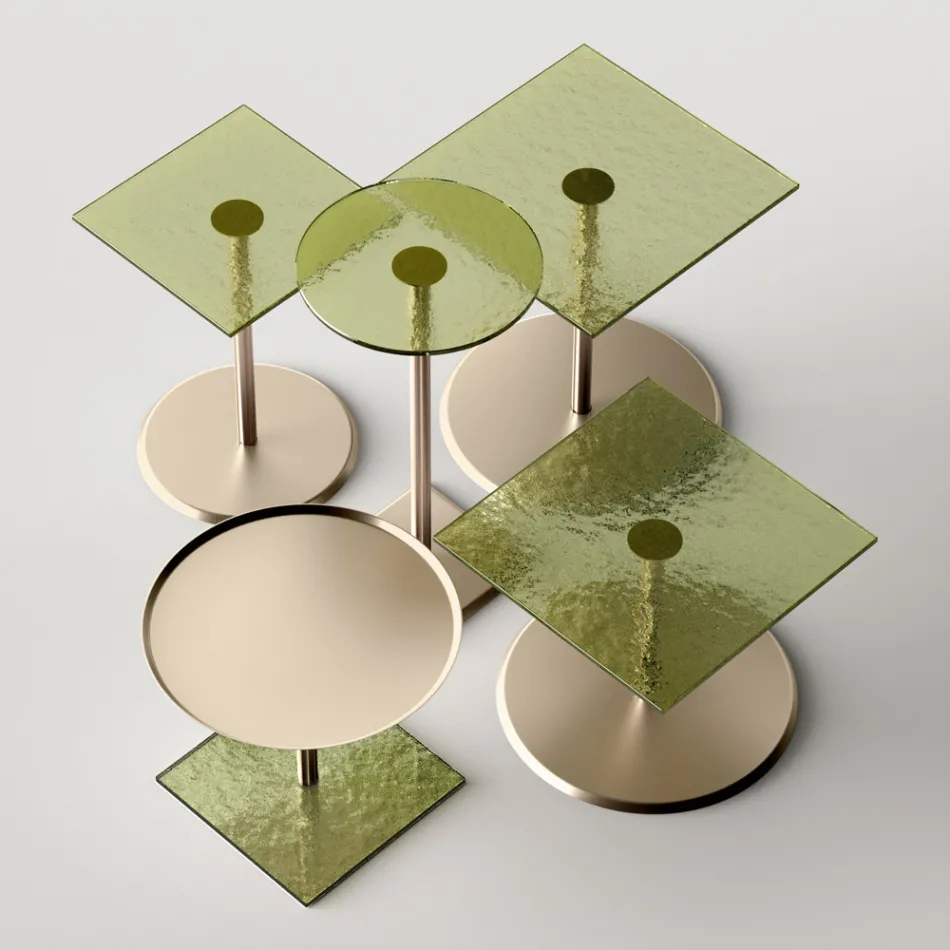 Konferenční stolek se čtvercovou skleněnou nebo kovovou deskou Made in Italy - Anakin Viadurini