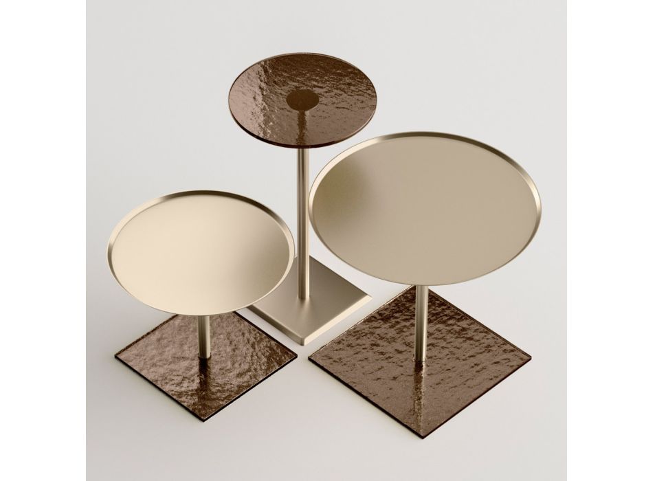 Konferenční stolek s kulatou skleněnou nebo kovovou deskou Made in Italy - Anakin Viadurini