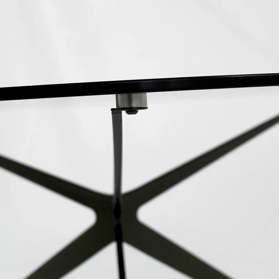 Konferenční stolek s kulatou deskou vyrobený ze skla Made in Italy - Siste Viadurini