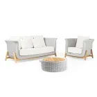 Zahradní stolek z týkového dřeva a lana - Arjuna Viadurini