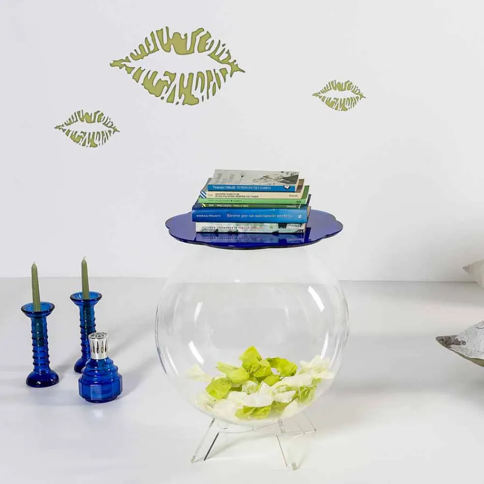 Konferenční stolek / kulatý modrý kontejner Biffy, moderní design made in Italy Viadurini