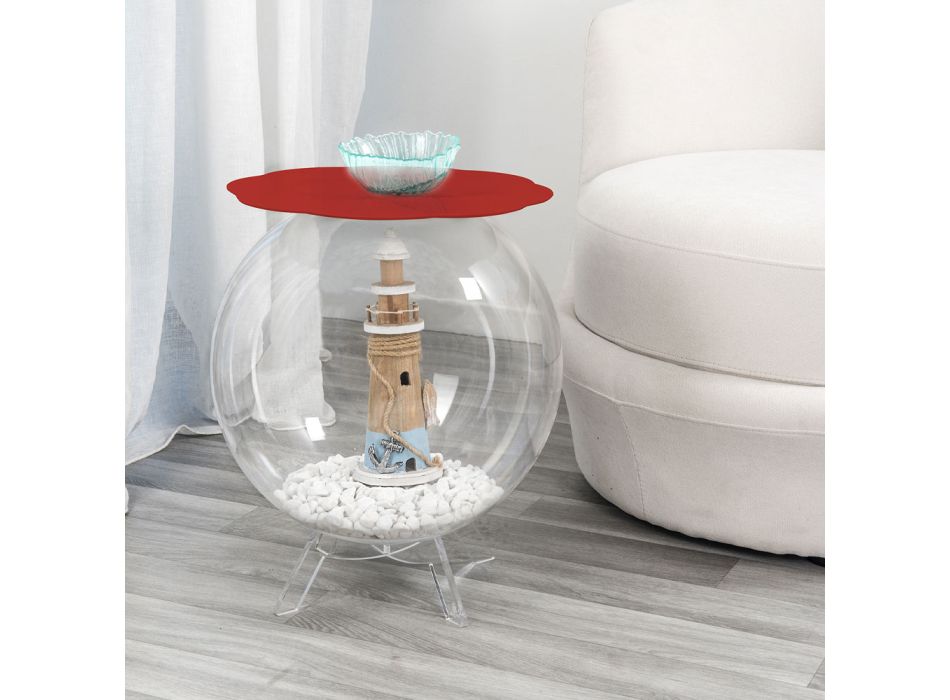 Biffy červený kulatý konferenční stolek / nádoba, moderní design vyrobený v Itálii Viadurini