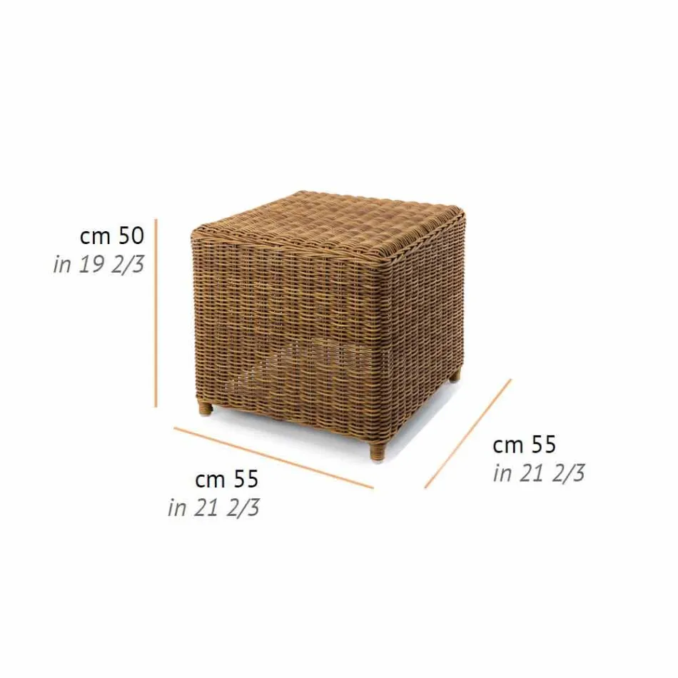 Vysoký zahradní stolek z tkaného syntetického ratanu - Yves Viadurini