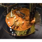 Konferenční stolek Low káva s designovým sklem a dřevěnou podlahou Bigo Viadurini