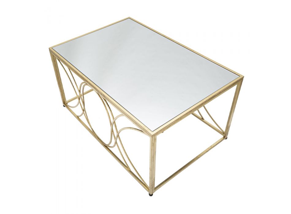 Konferenční stolek se zrcadlovou deskou a železnou strukturou - Emilia Viadurini