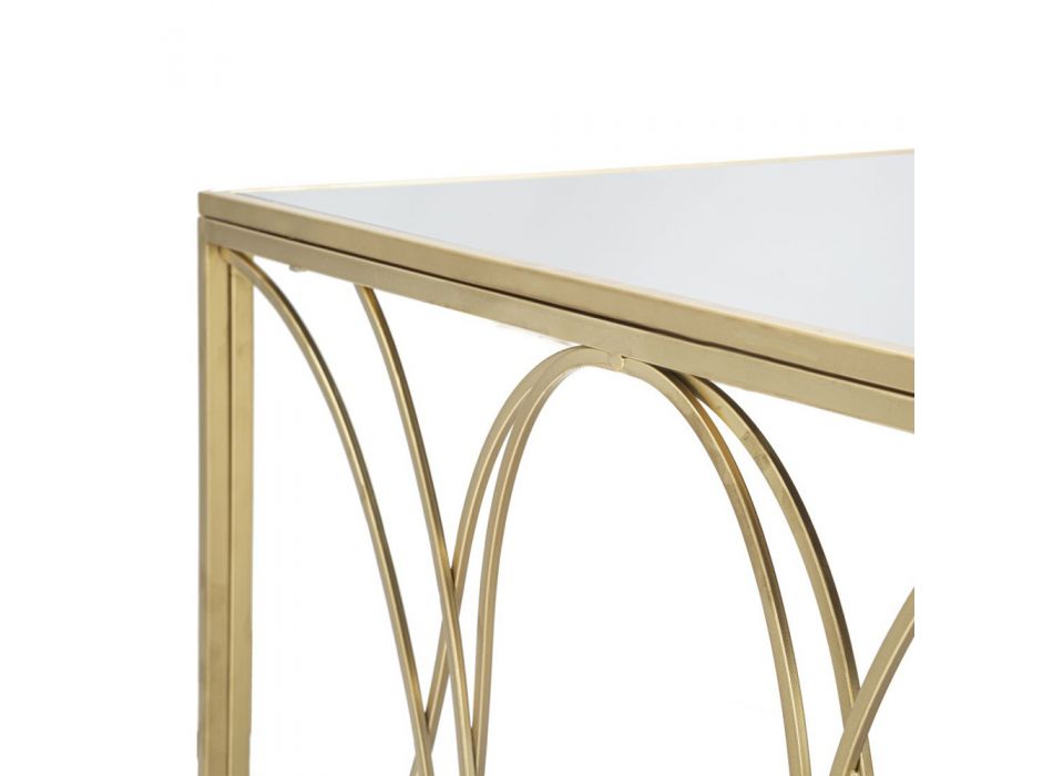 Konferenční stolek se zrcadlovou deskou a železnou strukturou - Emilia Viadurini