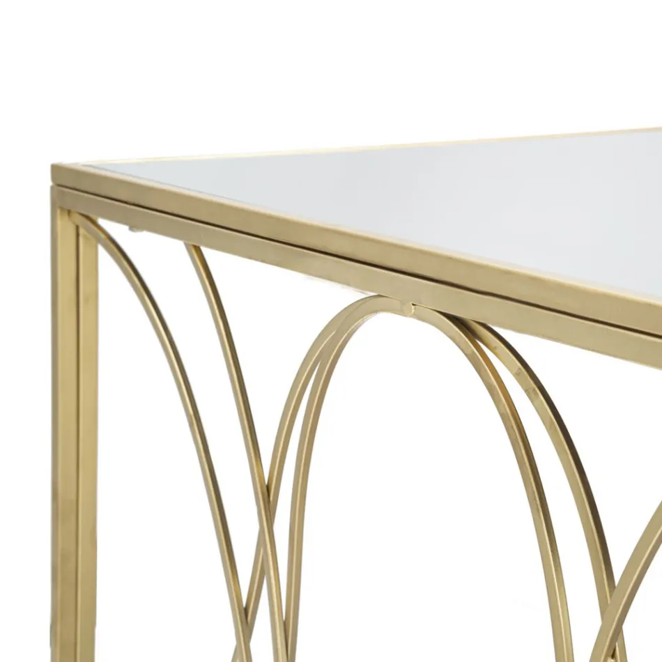 Konferenční stolek se zrcadlovou deskou a železnou strukturou - Emilia Viadurini