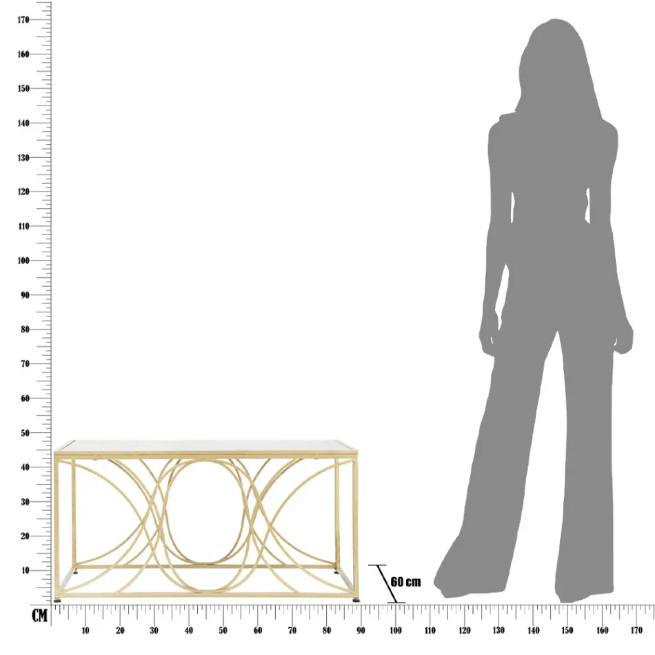 Konferenční stolek se zrcadlovou deskou a železnou strukturou - Emilia Viadurini