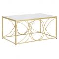 Zlatý konferenční stolek se zrcadlovou deskou a železnou strukturou - Emilia