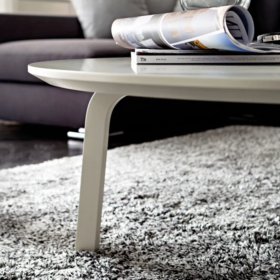 Konferenční stolek s kulatou deskou z lakovaného Mdf Made in Italy - Tobiko Viadurini