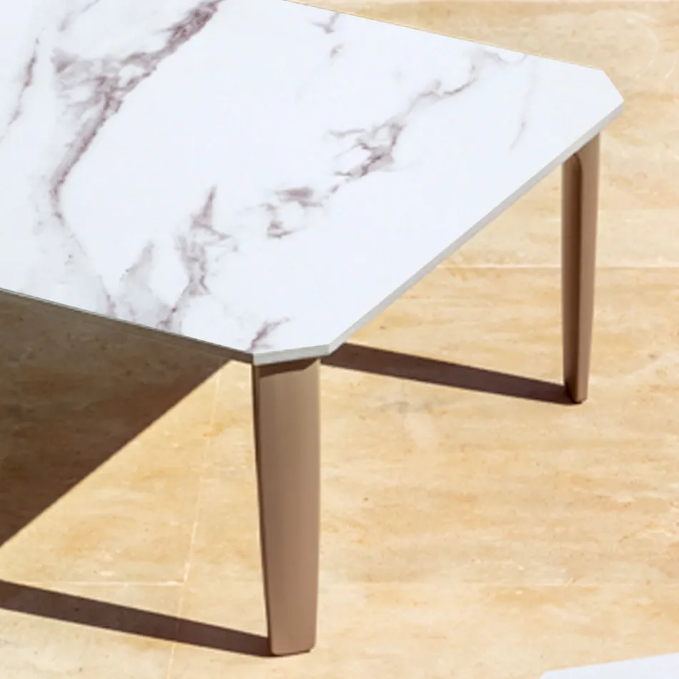 Zahradní konferenční stolek z hliníku a kameniny Top 7 povrchových úprav - Filomena Viadurini