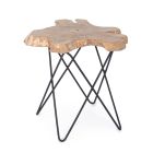 Konferenční stolek do obývacího pokoje Černá ocel a přírodní teakové dřevo - Perlana Viadurini