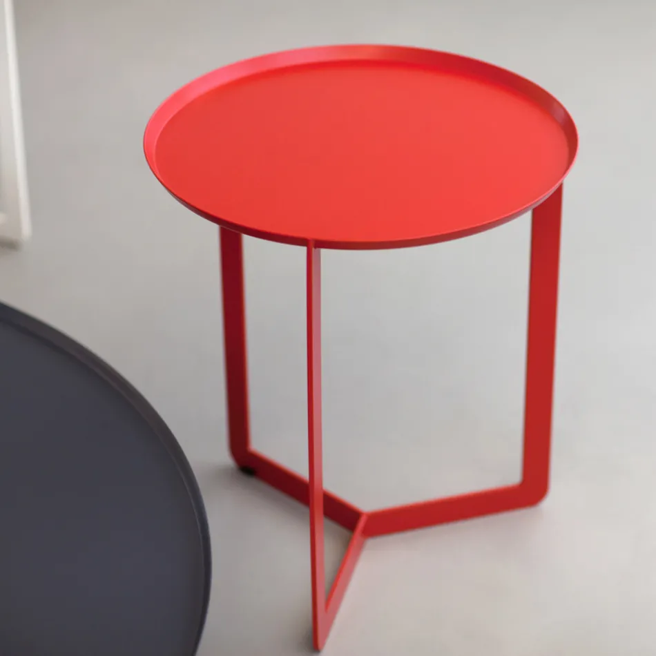 Venkovní kulatý kovový konferenční stolek vyrobený v Itálii - Stephane Viadurini