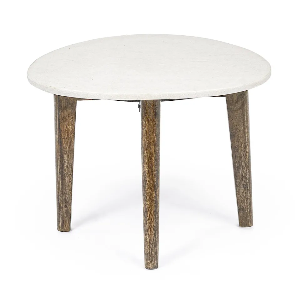 Konferenční stolek do obývacího pokoje s nohami z mramoru a mangovníku - Desiderio Viadurini